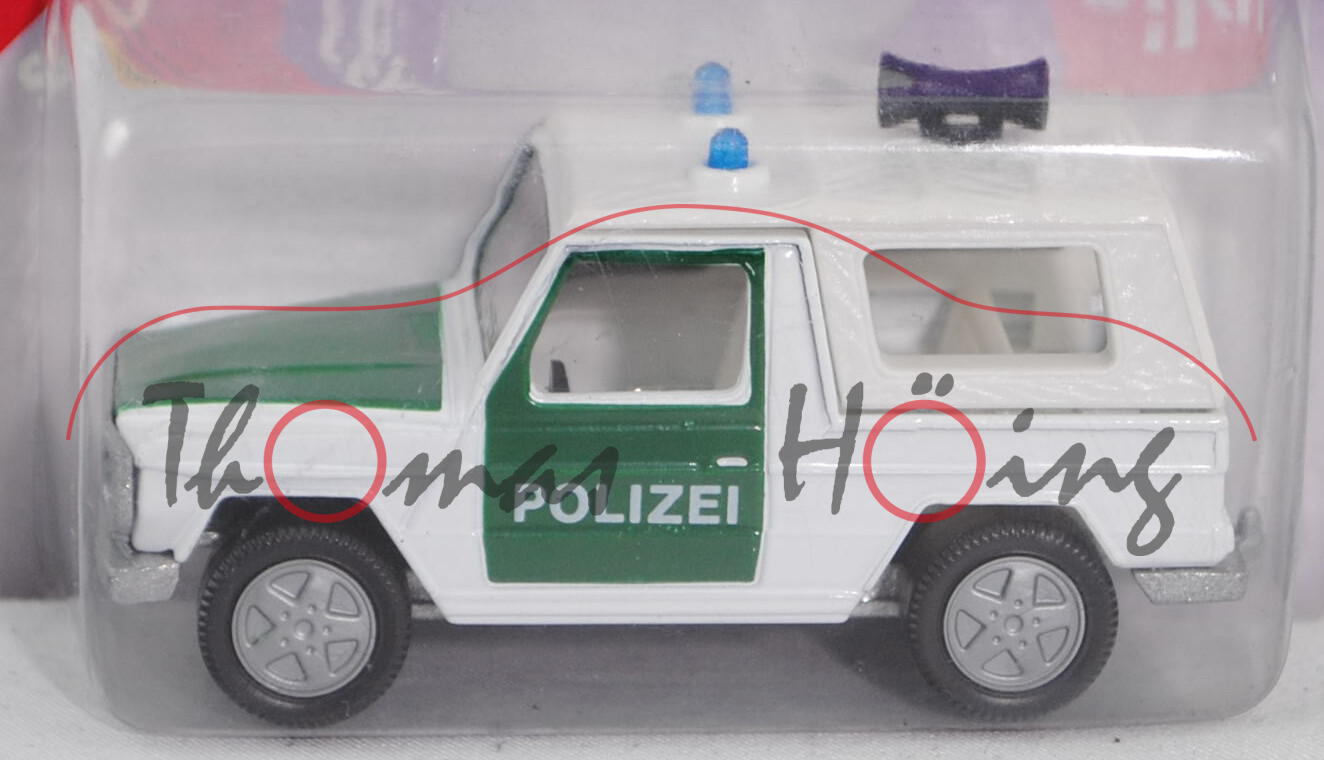 Mercedes-Benz 280 GE (Typ W 460, Modell 1980-1990) Polizei-Geländewagen, reinweiß/moosgrün, innen li