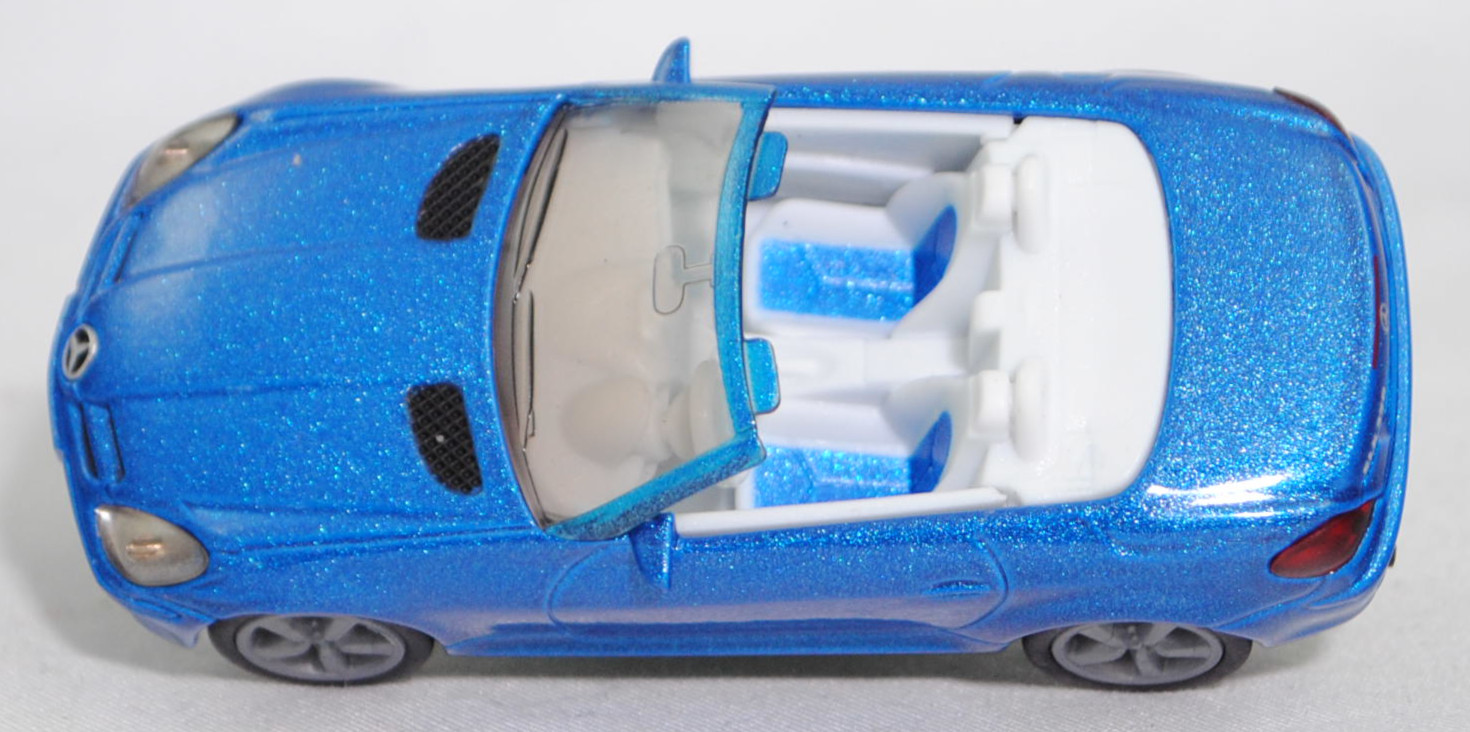 00008 Mercedes-Benz SLK 350 (interne Baureihenbezeichnung R 171, Vor-MoPf, Modell 2004-2008), verkehrsblaumetallic, innen weiß/blaumetallic, Bpr. 1002, SIKU SUPER, 1:55, m