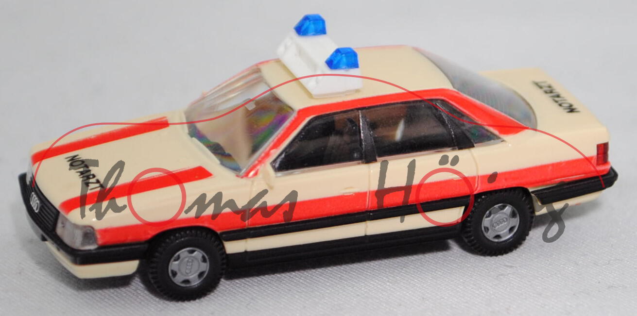 Audi 200 Turbo (2. Gen., Baureihe C3, Typ 44, Modell 1985-1987) Notarzt, elfenbein, Rietze, 1:87, mb