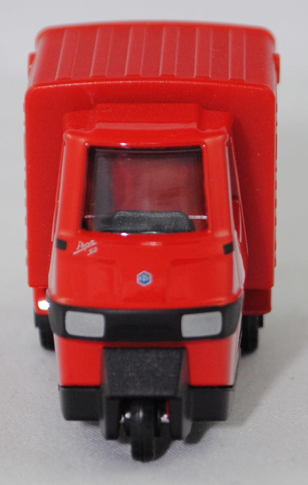 00001 Ape 50 2T E4 Kasten (Typ E4, Modellcode E33L000A40, Modell 2019-), verkehrsrot (red sprint), Chassis ohne kleine Niete vor der Hinterachse, SIKU SUPER, 1:43, P29e