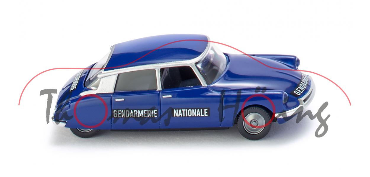 Gendarmerie - Citroen ID 19 (1. Gen., Modell 1957-1962), dunkel-ultramarinblau, Wiking, 1:87, mb