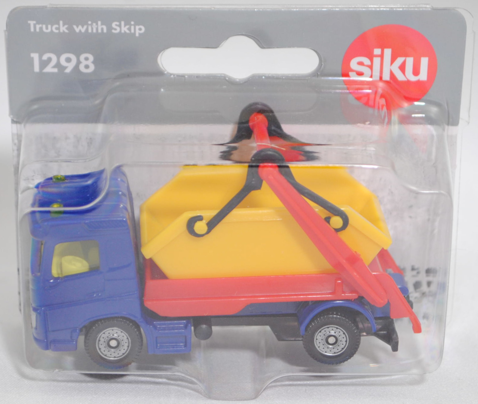 00000 Volvo FM 4x2 (3. Generation, Modell 2013-) Absetzkipper mit Absetzmulde, dunkel-ultramarinblau, Absetzvorrichtung rot, Absetzmulde gelb, SIKU SUPER, 1:82, P29f