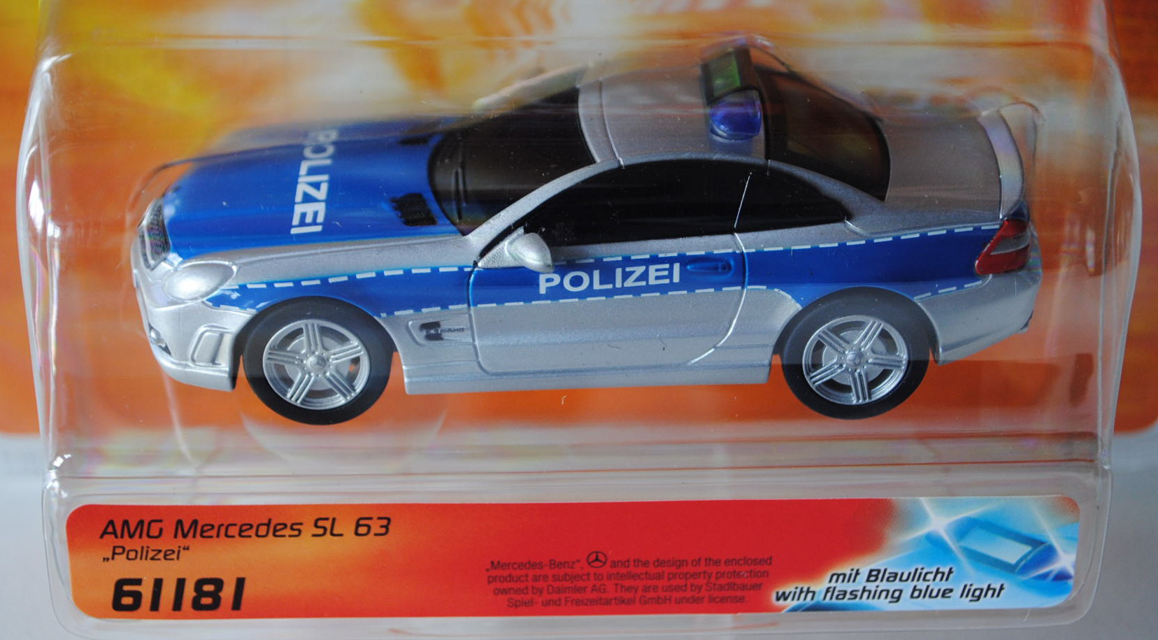 AMG Mercedes SL 63 Polizei, silber/blau, POLIZEI,, mit Blaulicht, Carrera GO!!!, 1:43, mb