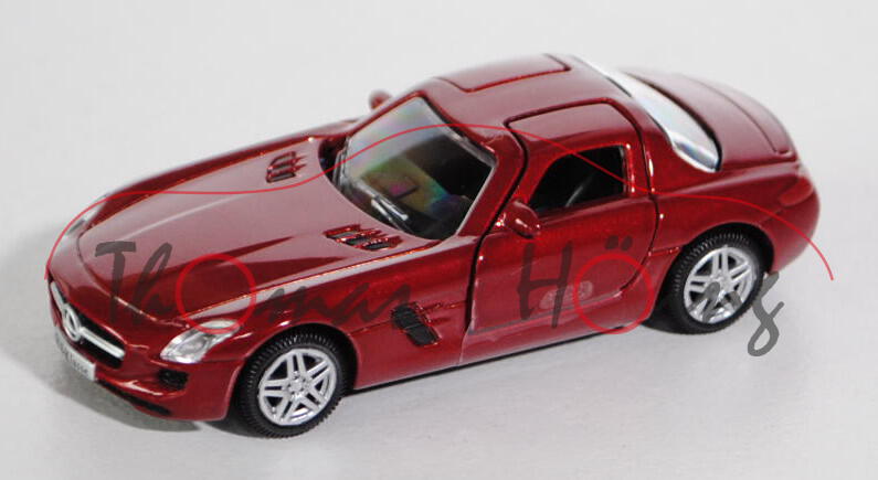 Mercedes-Benz SLS AMG Coupé (Typ C 197), Modell 2010-, Le Mans rot, 1:64, Norev, Werbeschachtel