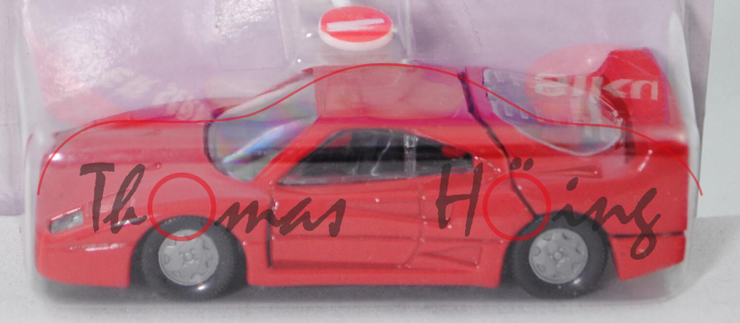 00002 Ferrari F40 (Modell 1987-1992), karminrot, innen schwarz, Lenkrad schwarz, Chassis schwarz, Ho