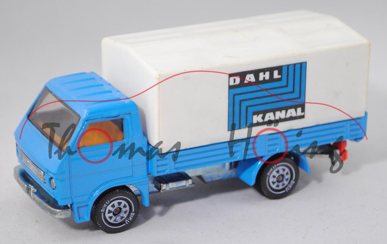MAN-VW 9.136 F LKW (Typ G90, Mod. 79-87) mit Pritsche und geschlossener Plane, blau, DAHL / KANAL