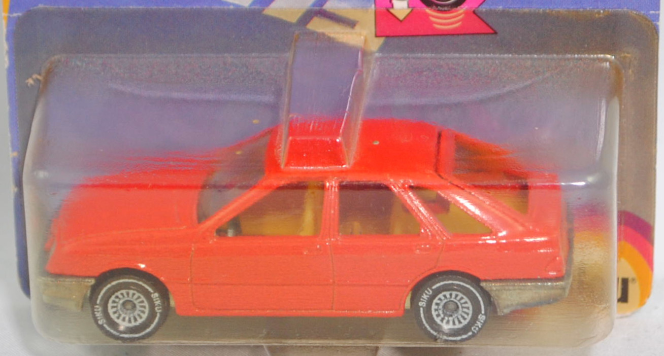 00000 Ford Sierra 2.3 Ghia (1. Generation, Typ Sierra '82 oder Mk1, GBC, Vorfacelift, Modell 1982-1984), hell-verkehrsrot, innen chromgelb, SIKU SUPER, 1:55, P21
