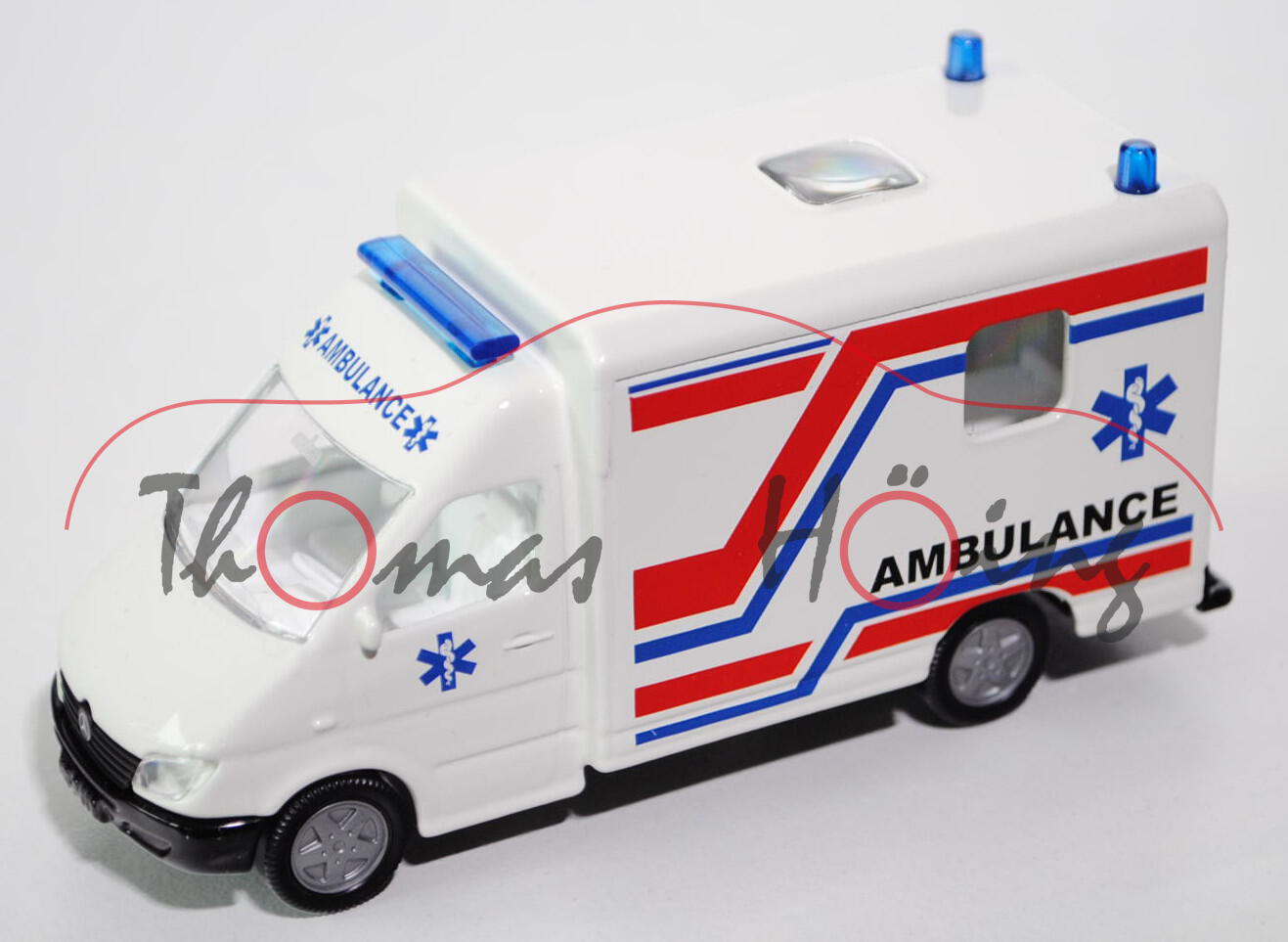 99900 EU RTW Mercedes-Benz Sprinter I (Modell 2000-2002), reinweiß, AMBULANCE, SIKU, 1:55