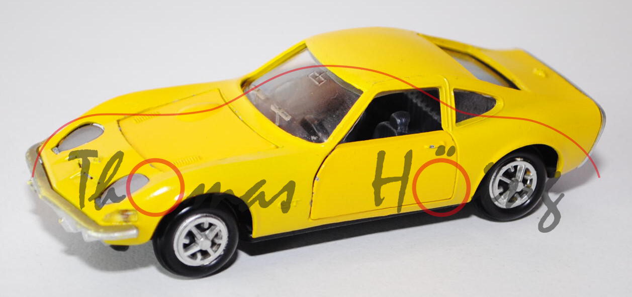 Opel GT 1900, Modell 1968-1973, kadmiumgelb, Türen + Motorhaube zu öffnen, GAMA mini, 1:41, mb