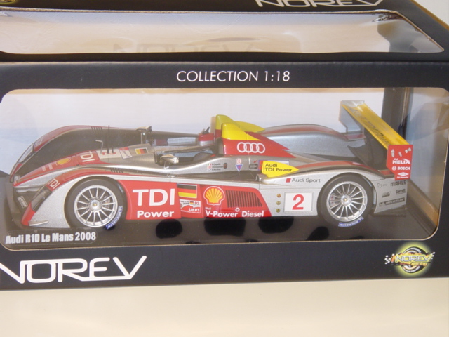 Audi R10 TDI, 24h Le Mans 2008, silber/gelb/rot/schwarz, Capello/Kristensen/McNish, Nr. 2, 1:18, Nor