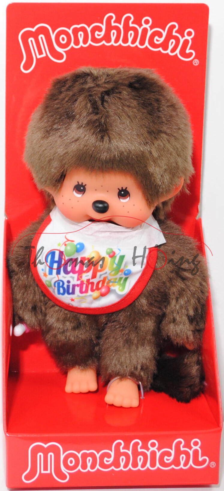 Monchhichi Happy Birthday Boy (Junge mit Latz Geburtstag), 20 cm groß, Sekiguchi