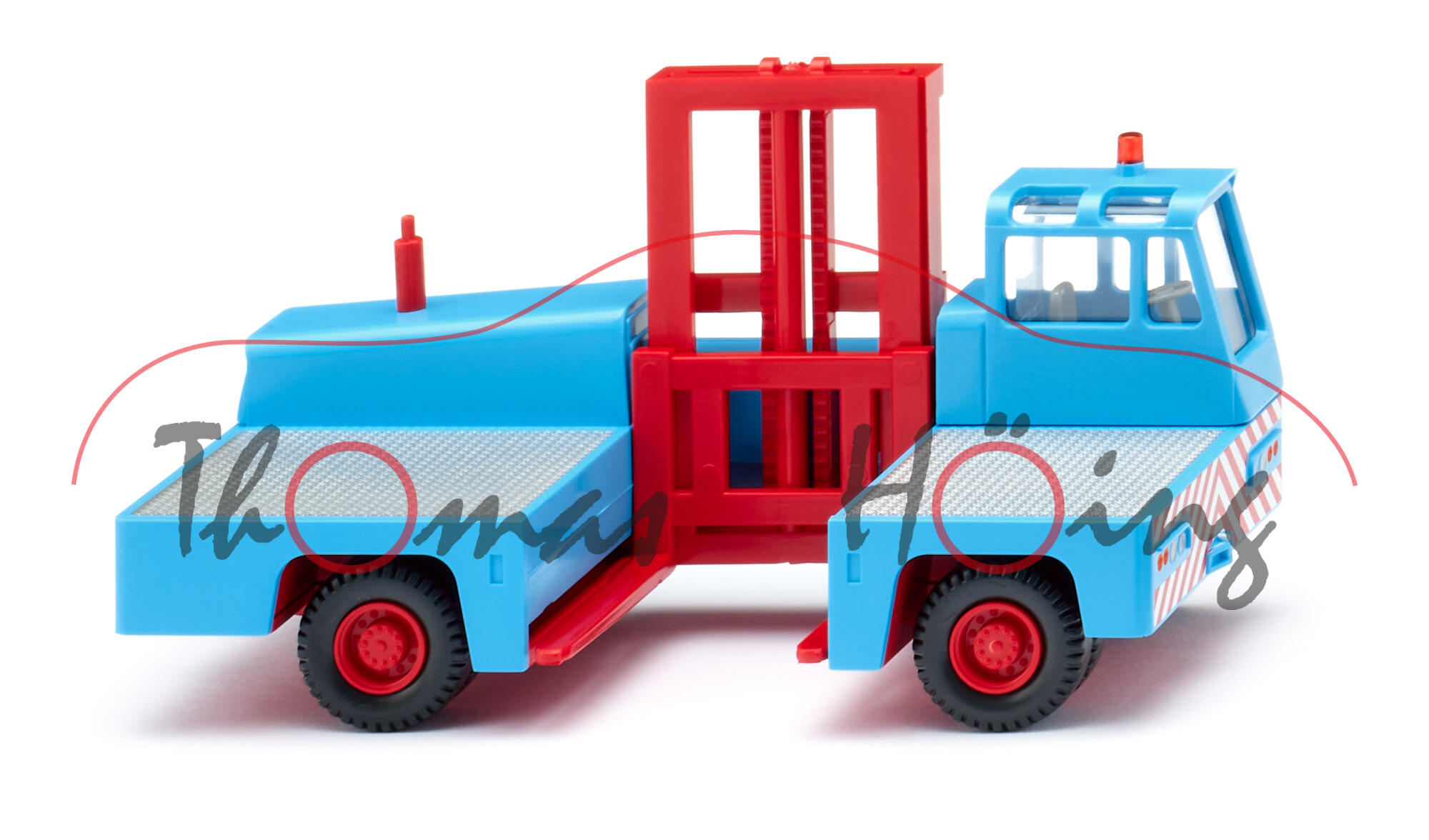 Lancer Boss Container Sideloader (Modell 1968-1977) (Seitenstapler), hellblau/rot, Wiking, 1:87, mb