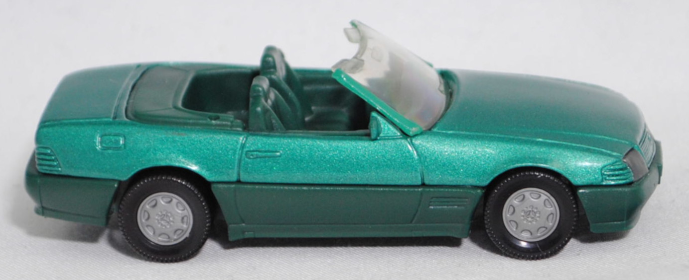 00004 Mercedes-Benz 500 SL (R 129, Modell 1989-1992), türkisgrünmetallic, Stern im Kühlergrill silber, Heckklappe mit Stern, Hong, B7, SIKU SUPER, 1:55, m