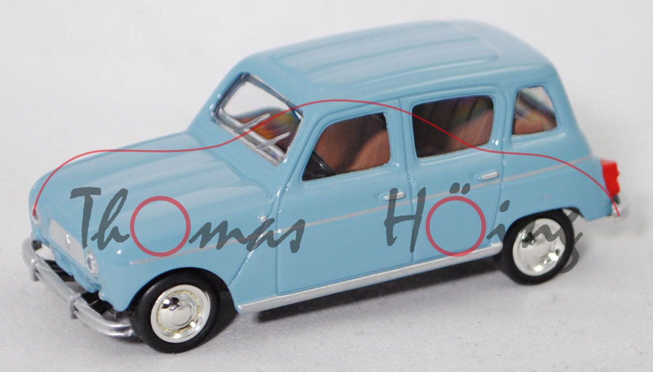 Renault 4L (1. Serie, auch R4 genannt, Typ 1123, Modell 1966-1967), mittelblau, Norev, 1:54, mb