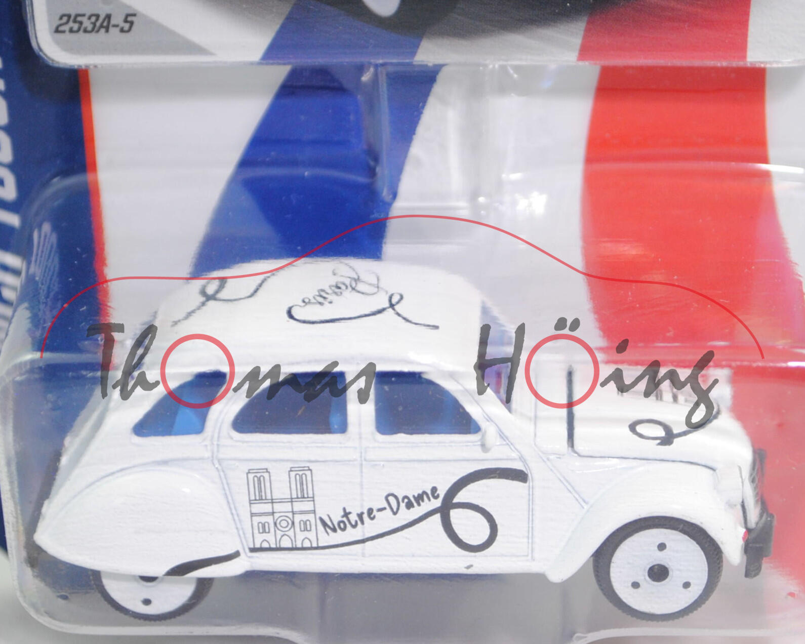 Citroen 2CV 6 (Typ AZKA, Modell 1975-1977), reinweiß, Notre-Dame, Nr. 253A-5, majorette, 1:64, Blister