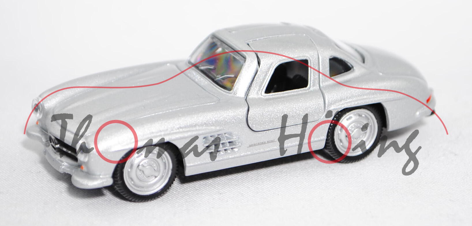 Mercedes-Benz 300 SL (Modell 1954-1957), silbergraumetallic, ca. 1:64, Norev, mb