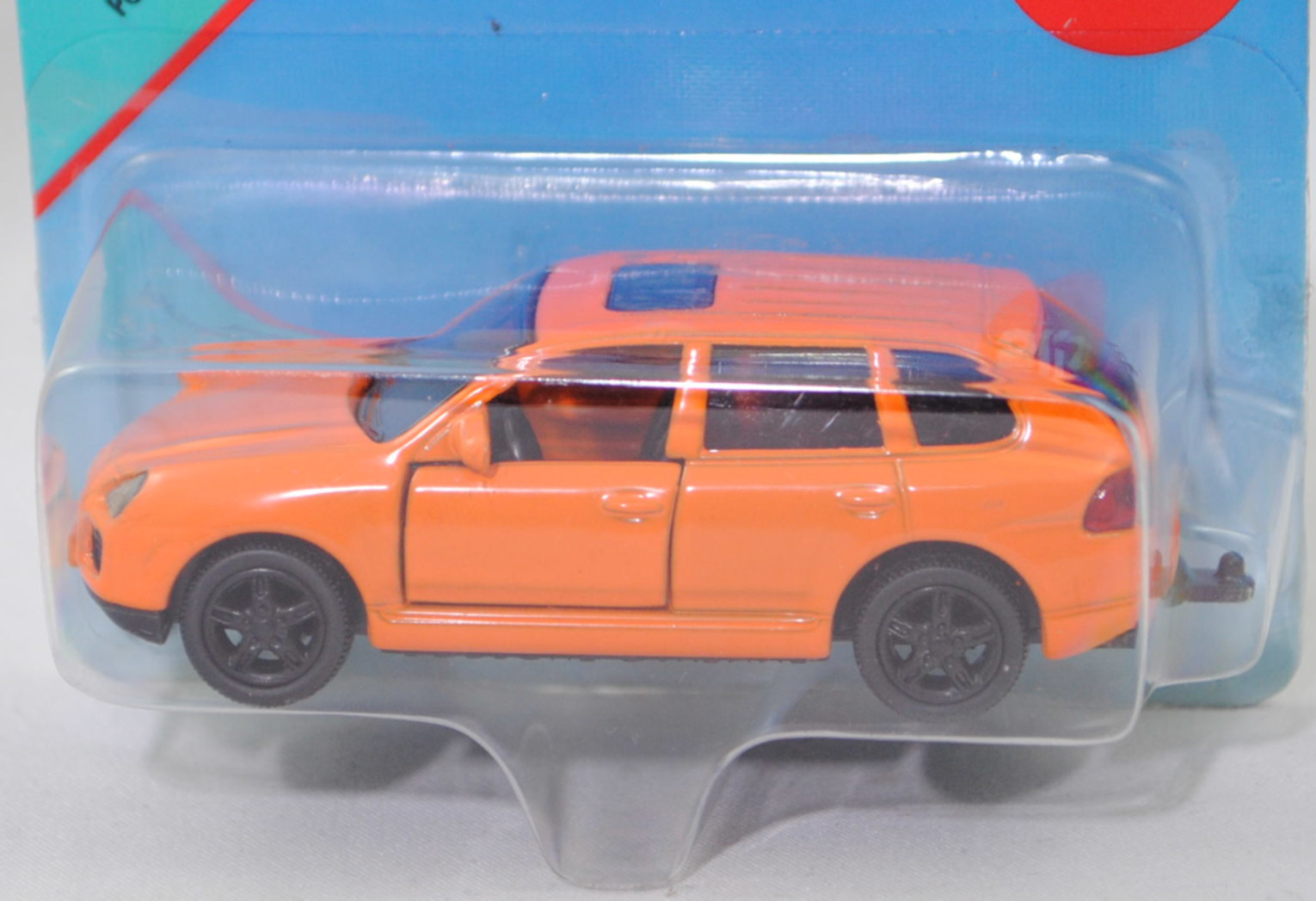 00001 Porsche Cayenne Turbo (1. Generation, Typ 9PA, Vorfacelift, Modell 2002-2006), hell-tieforange, Sicke auf Heckklappe in Höhe Heckscheibe, SIKU SUPER, 1:57, P29a