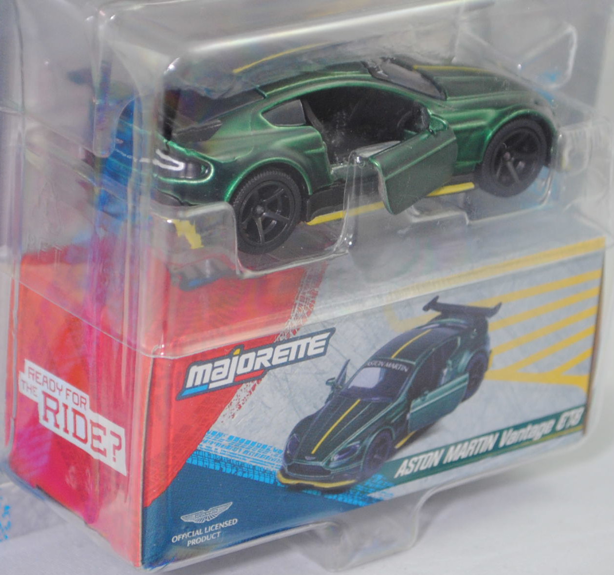 ASTON MARTIN Vantage GT8 (interne Baureihenbezeichnung VH2, Modell 2016-2017) (Nr. 229D), moosgrünmetallic, majorette, 1:60, Blister (SHOWROOM DELUXE CARS)