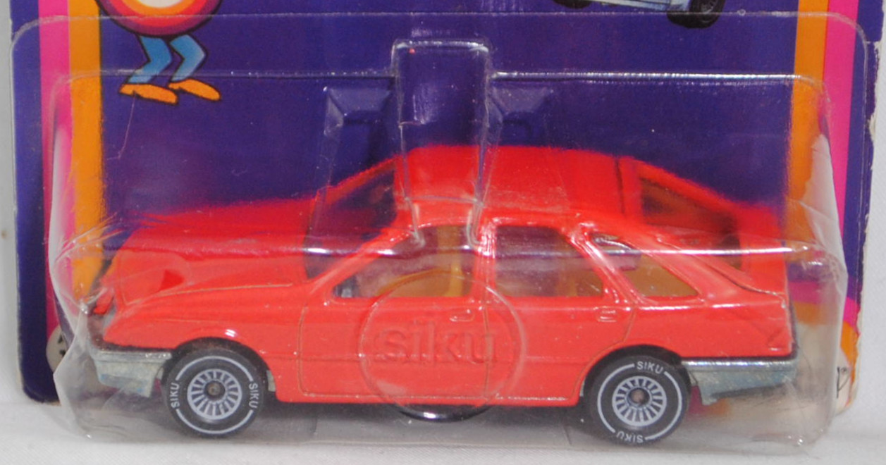 00000 Ford Sierra 2.3 Ghia (1. Generation, Typ Sierra '82 oder Mk1, GBC, Vorfacelift, Modell 1982-1984), hell-verkehrsrot, innen chromgelb, SIKU SUPER, 1:55, P18