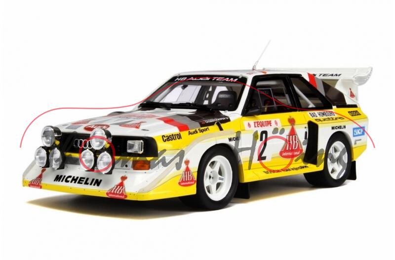 HB Audi Sport Quattro S1 E2 Gruppe B (Typ 85Q), Modell 1984-1986, reinweiß/zinkgelb, Rallye Monte Ca