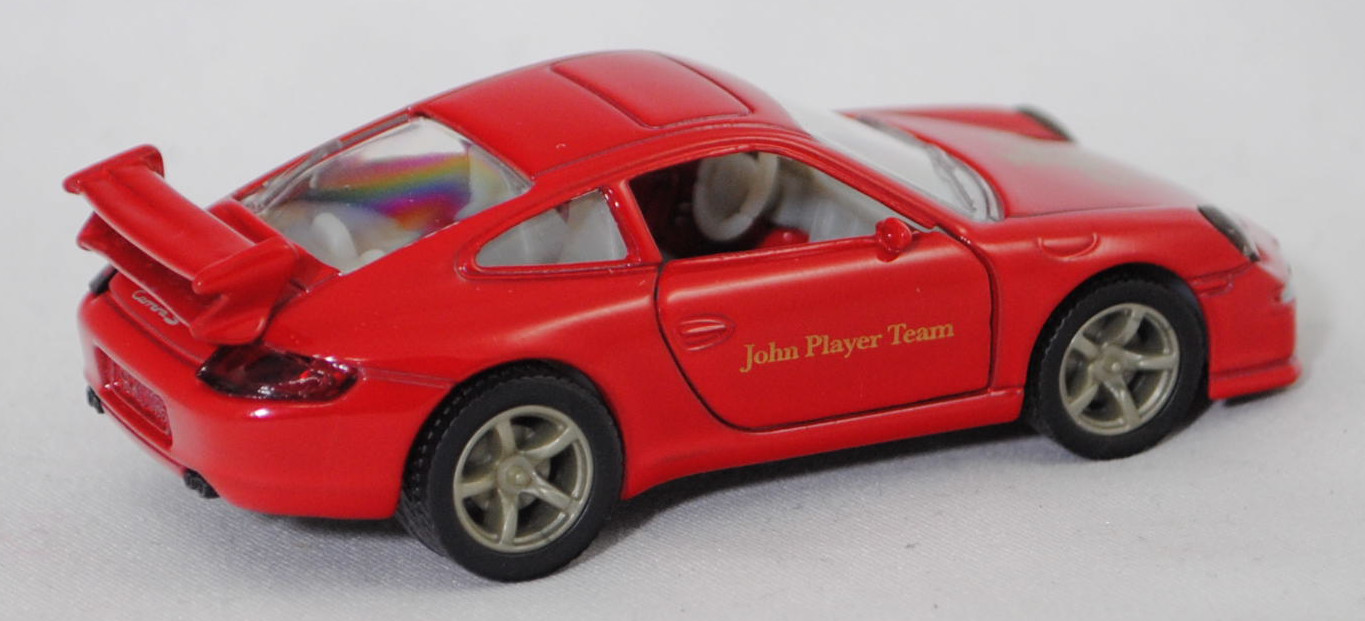 00000 JPS Porsche 911 Carrera S (Typ 997.1 Coupé bzw. 997 MK1 Coupé, Vorfacelift, Modell 2004-2008), dunkel-verkehrsrot, JPS / John Player Team, SIKU SUPER, 1:55, m (Limited)
