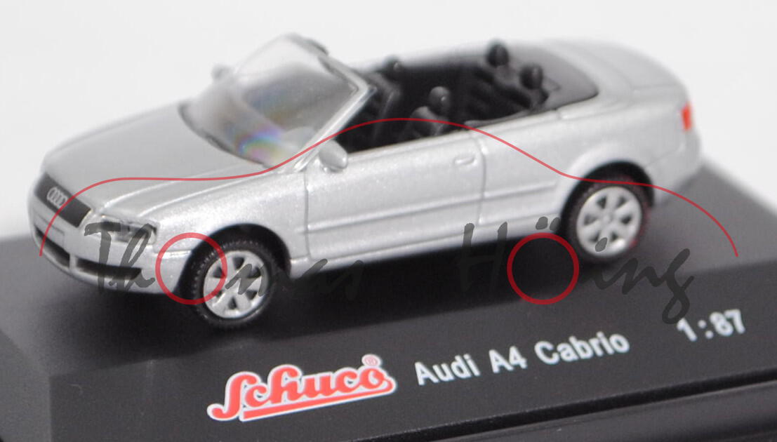 Audi A4 Cabriolet 3.0 (Baureihe B6, Typ 8H, Mod. 2002-2004), lichtsilber metallic, Schuco, 1:87, mb