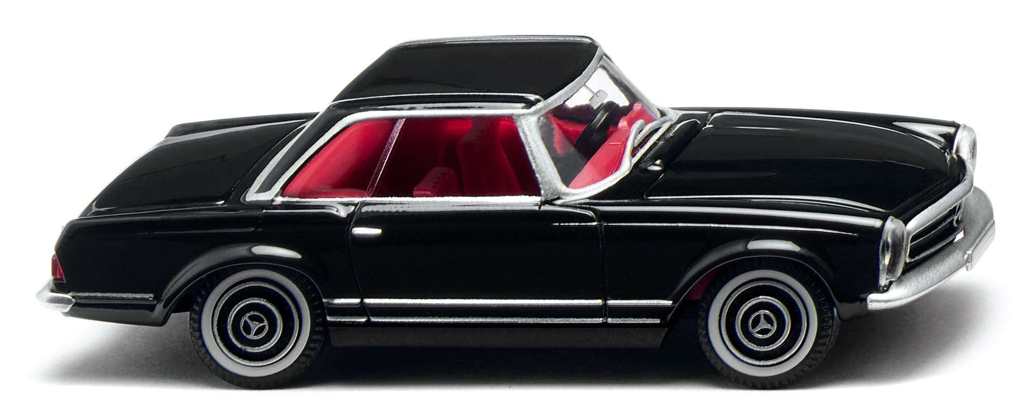 Mercedes-Benz 250 SL (2. Generation SL-Klasse, Baureihe W 113, Baumuster 113.043, Modell 1966-1968) mit Hardtop, schwarz (Farbcode 040), Wiking, 1:87, mb
