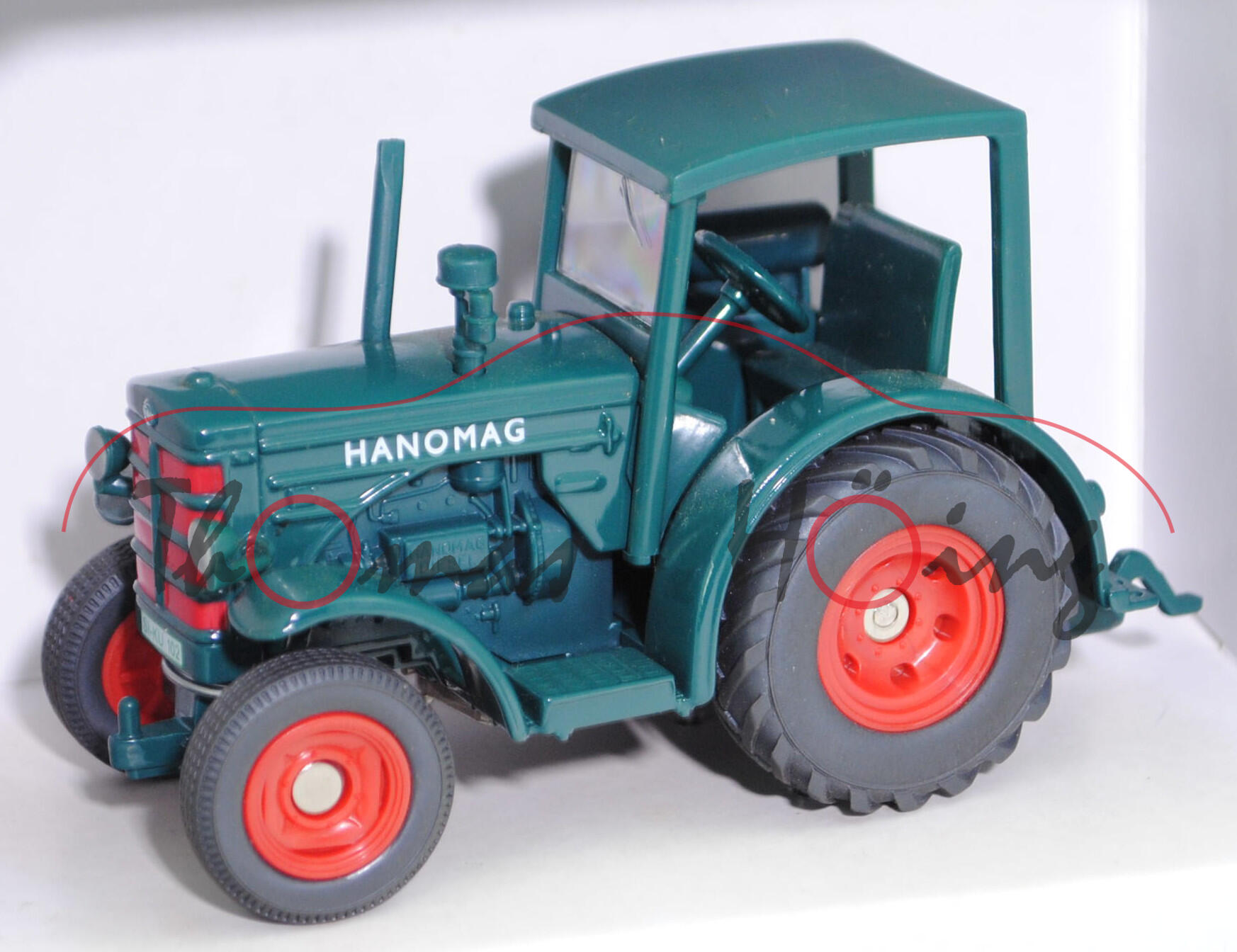 00000 Hanomag R 45 A mit Kabinendach (Modell 51-57), blaugrün, Front blaugrün/rot, SIKU, 1:32, L17P