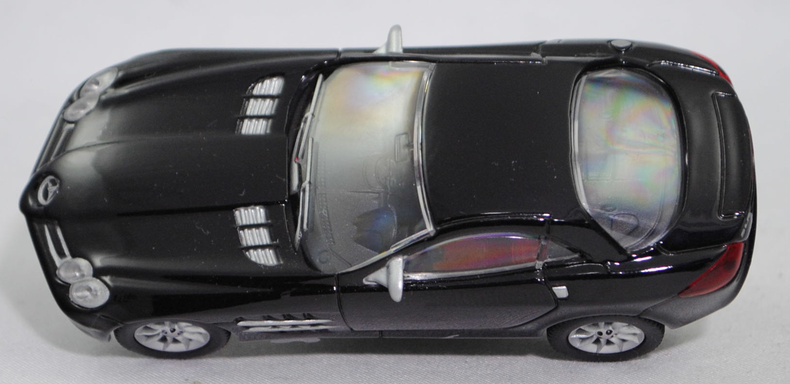 00402 Mercedes-Benz SLR McLaren (1. Generation, C 199, Modell 2004-2008), schwarz, blackline, Bpr. 1004, B25a / B25b silber, SIKU SUPER, 1:55, m (Limited Edition)
