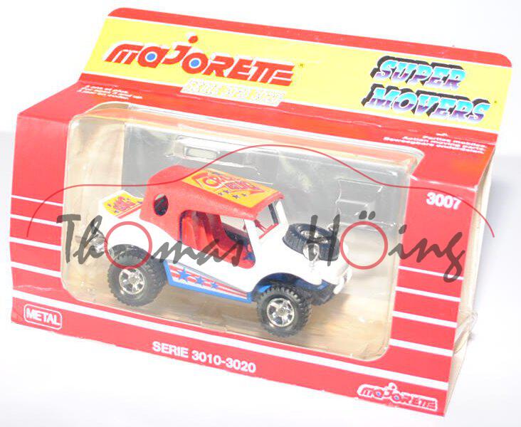 Dune Buggy, feuerrot/reinweiß/himmelblau, CRAZY / BUG, majorette, 1:32, mb