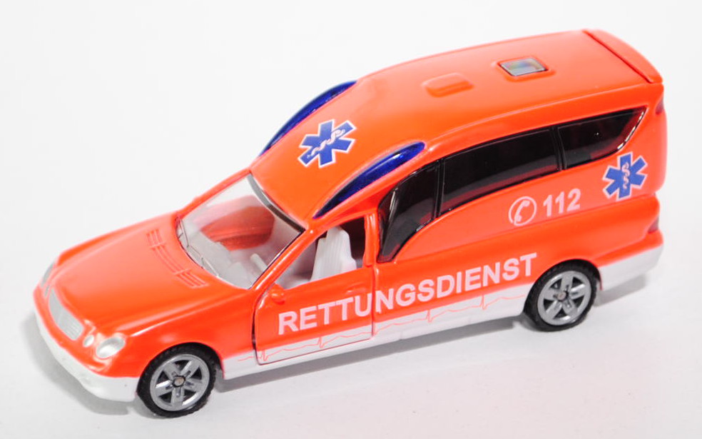 00003 Krankenwagen Binz A 2003, tagesleutfarbe/reinweiß, RETTUNGSDIENST / C 112, Felgen offen, 1:55,