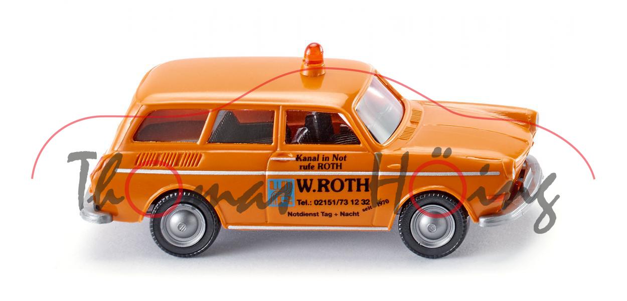 Notdienst - VW 1600 Variant (Typ 3, Modell 1969-1973), gelborange, W. ROTH, Wiking, 1:87, mb