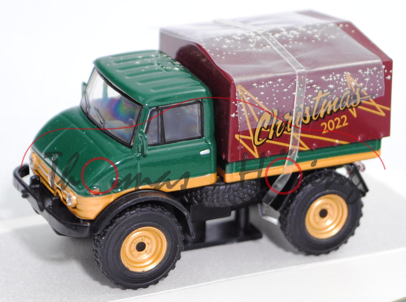 Mercedes-Benz Unimog U84/U900 (Baureihe 406, Mod. 71-88), grün, Christmas/2022, Schuco, 1:64, mb