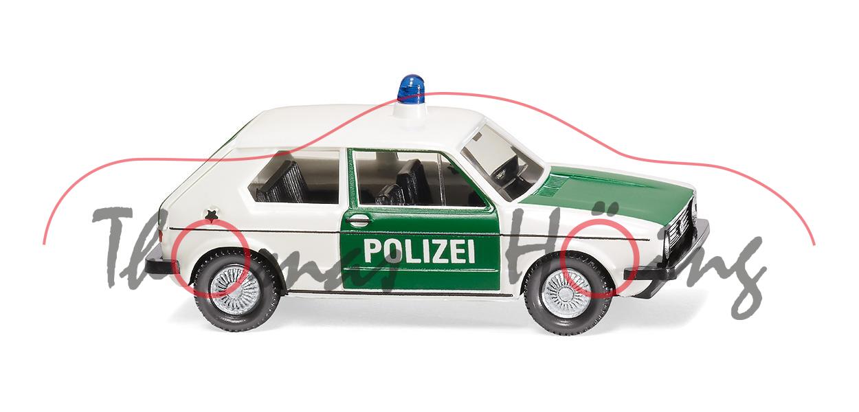 Polizei - VW Golf I L (Typ 17, 3-Türer, Vorfacelift, Modell 74-78), weiß/minzgrün, Wiking, 1:87, mb