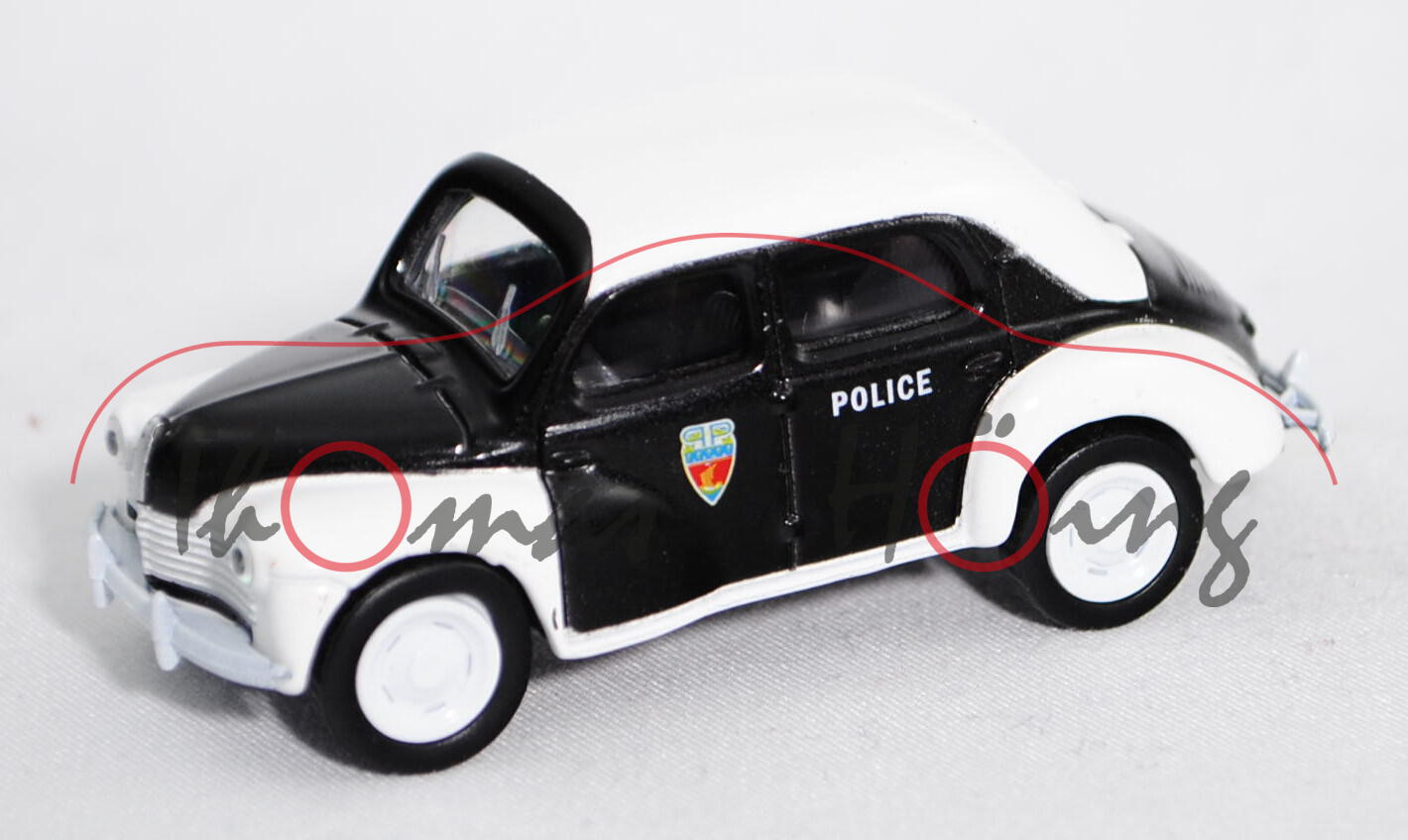 Renault 4CV (Modell 1946-1961) Police, schwarz, Dach + Kotflügel weiß, POLICE, 1:54, Norev MULTIGAM