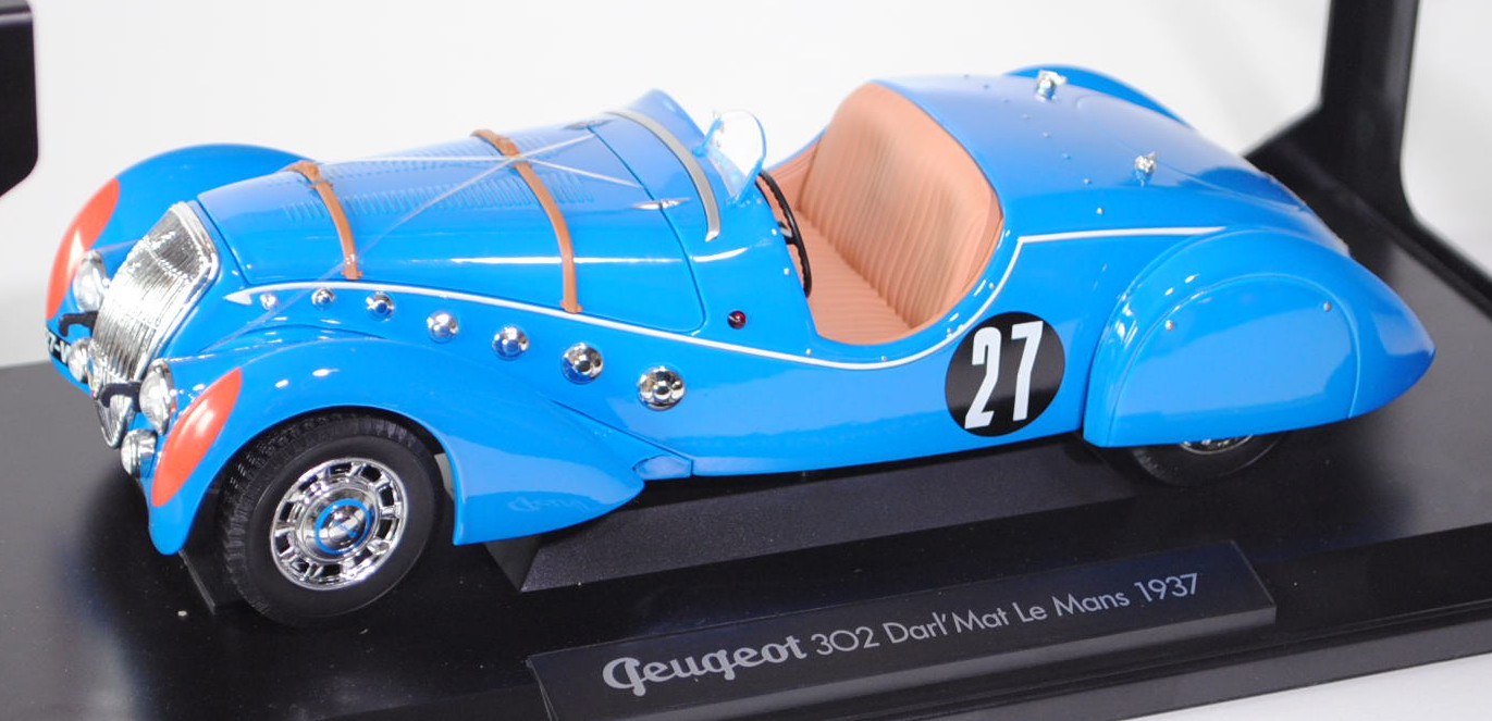 Peugeot 302 Darl\'Mat Le Mans 1937, himmelblau, 27, 1:18, Norev, mb