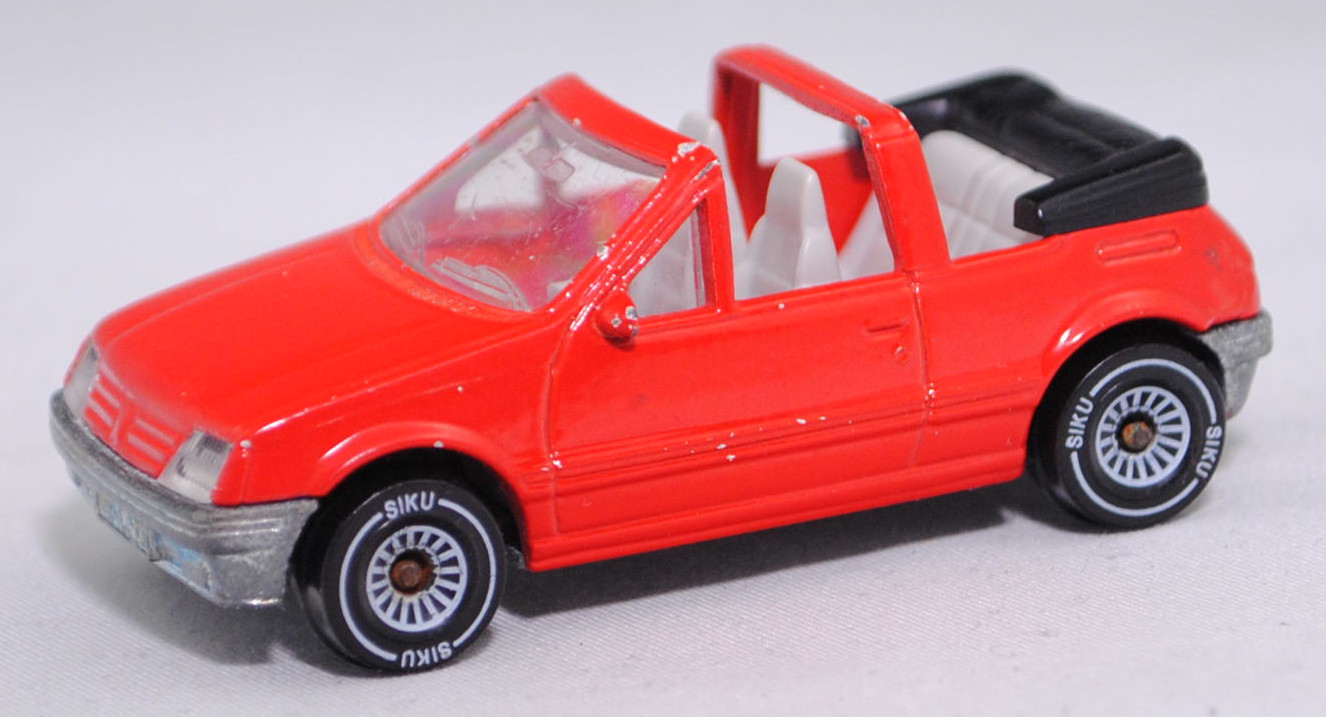 00004 Peugeot 205 CTI 1.6 Cabriolet (1. Generation, 741B, Modell 1986-1988), verkehrsrot, innen lichtgrau, W-Germ, mit CE-Zeichen, B4, SIKU SUPER, 1:53, m-