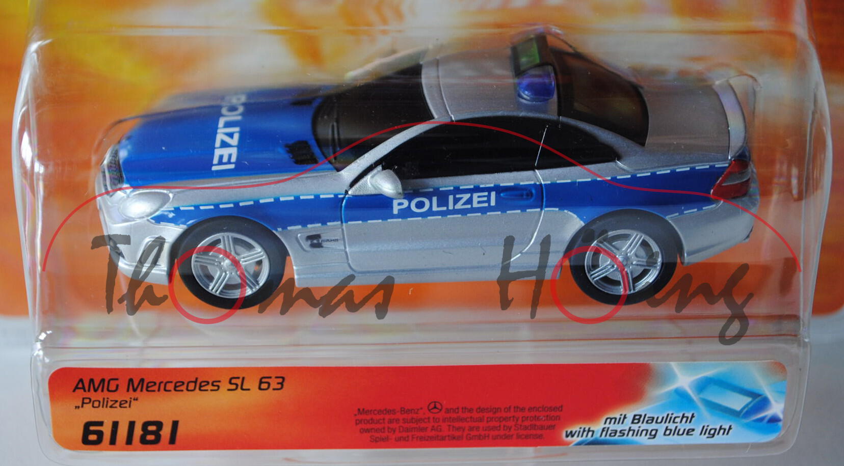 AMG Mercedes SL 63 Polizei, silber/blau, POLIZEI,, mit Blaulicht, Carrera GO!!!, 1:43, mb