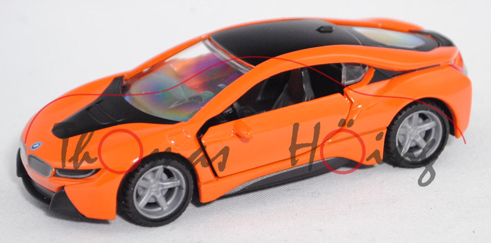 00000 BMW i8 Coupé LCI (Typ I12, Facelift, Mod. 18-), orange/schwarz, SIKU 1:50, L17mpK