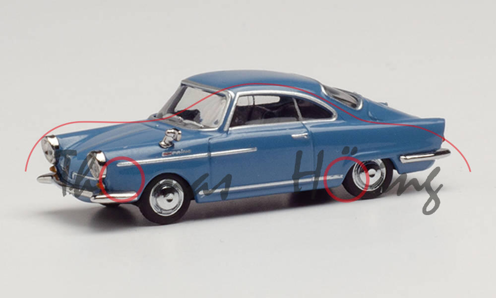 NSU Sport-Prinz-Coupé (Typ 41, Modell 1959-1967), brillantblau (vgl. muscariblau), Herpa, 1:87, mb