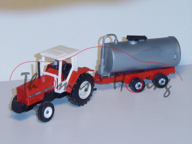 Massey Ferguson 3080 mit Faßanhänger, verkehrsrot/schwarz (Zusammenstellung nicht original)