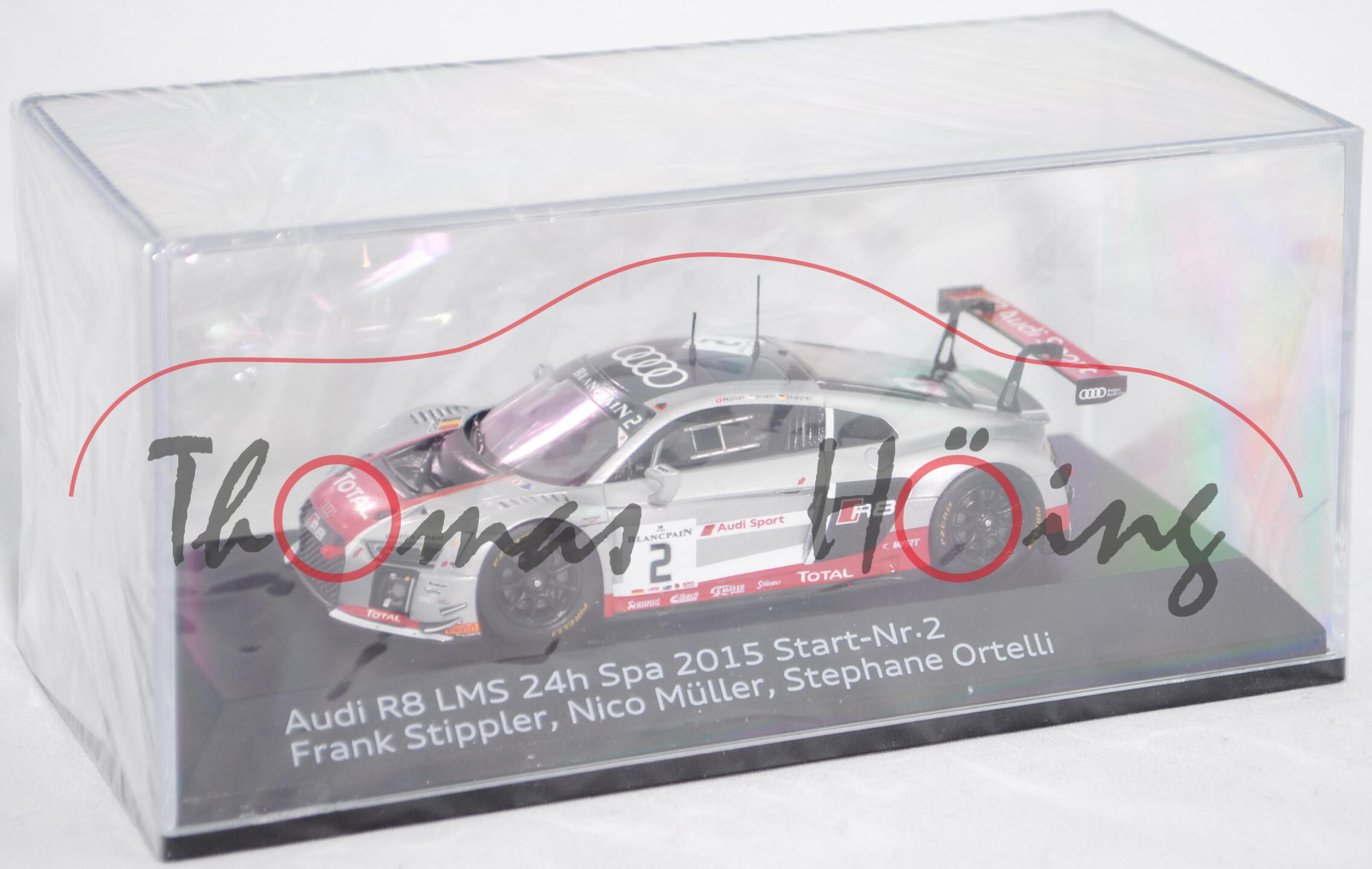 Audi R8 LMS (2016), silber/rot/schwarz, 24h Spa-Francorchamps 2015, Nr. 2 (2. Platz), Fahrer: Frank