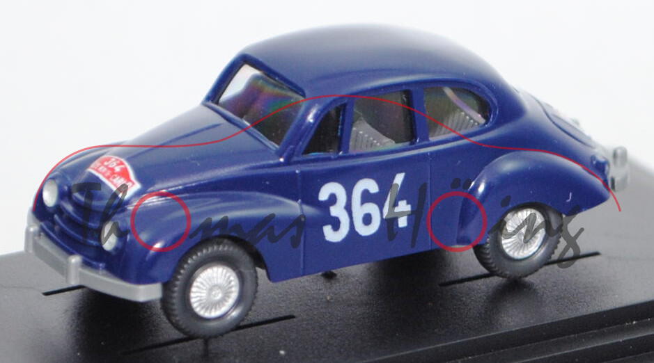 DKW Sonderklasse Limousine (F 91, Mod. 53-55) Rallye, blau, 364/RALLYE MONTE-CARLO, Wiking, 1:87, mb