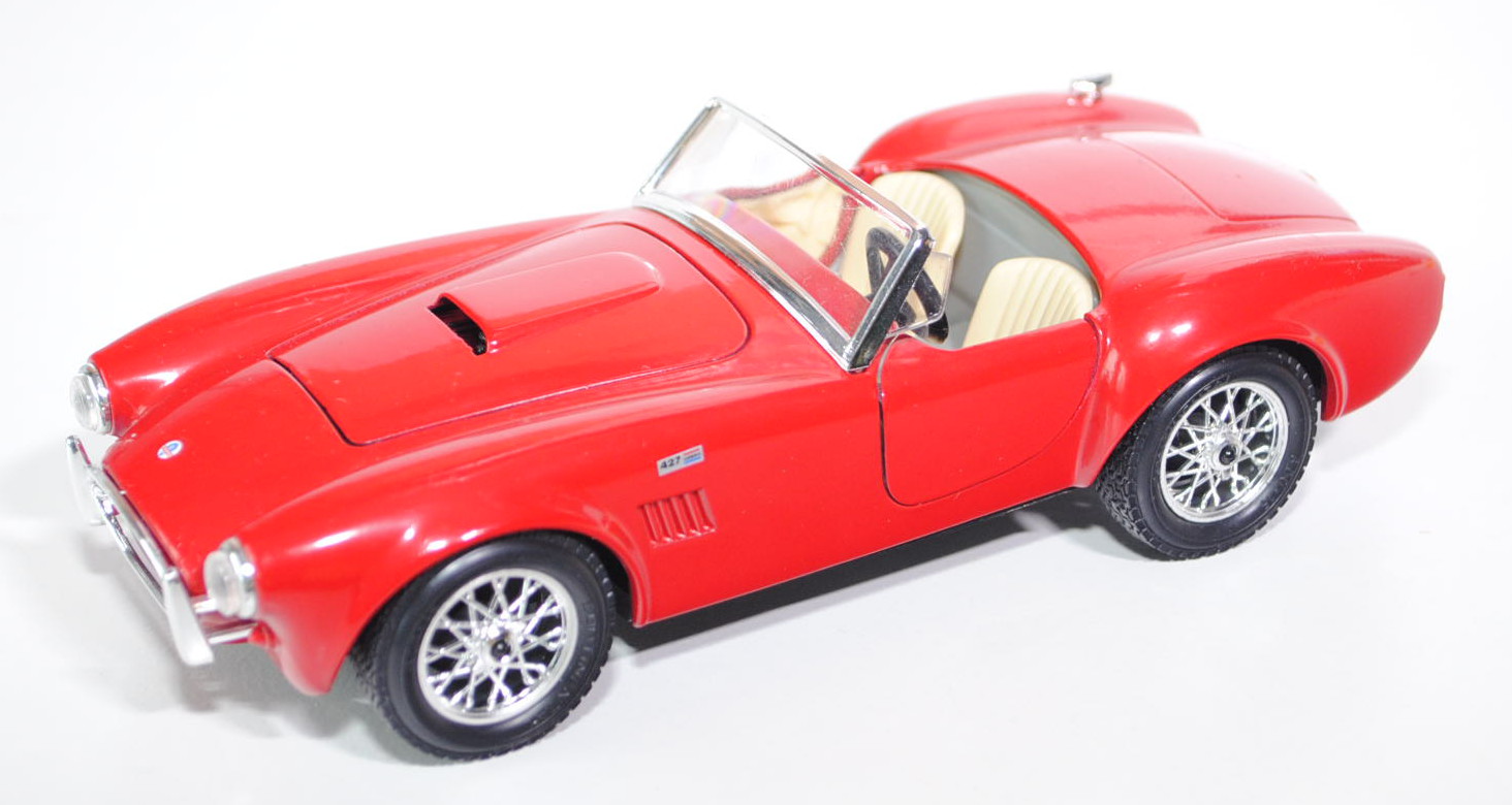 AC Cobra 427, Modell 1965, karminrot, Türen + Motorhaube zu öffnen, mit Lenkung, Bburago DIE CAST VI