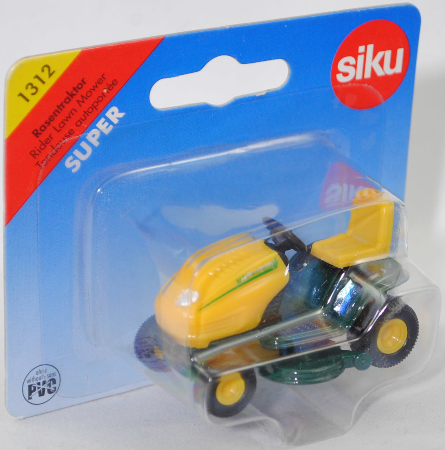 00001 Rasentraktor MTD YaRD-MaN AG 5165 AUTODRIVE™ (Modellnummer 13AE504G643, 4-Style, Modell 2002-2002), gelb/grün, Frontscheinwerfer 5 mm hoch, SIKU SUPER, 1:32, P28b