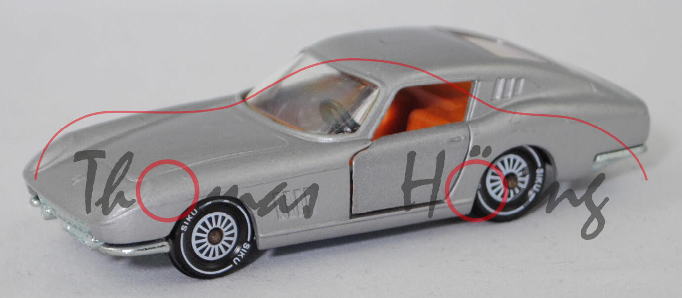 06402 HU Ferrari Berlinetta 275 GTB (Tipo 563, 2. Serie, Long Nose, Modell 1965-1966), silbergraumetallic, innen hell-rotorange, SIKU Ungarn / Metchy, 1:56, m- (Lackoberfläche rauh)