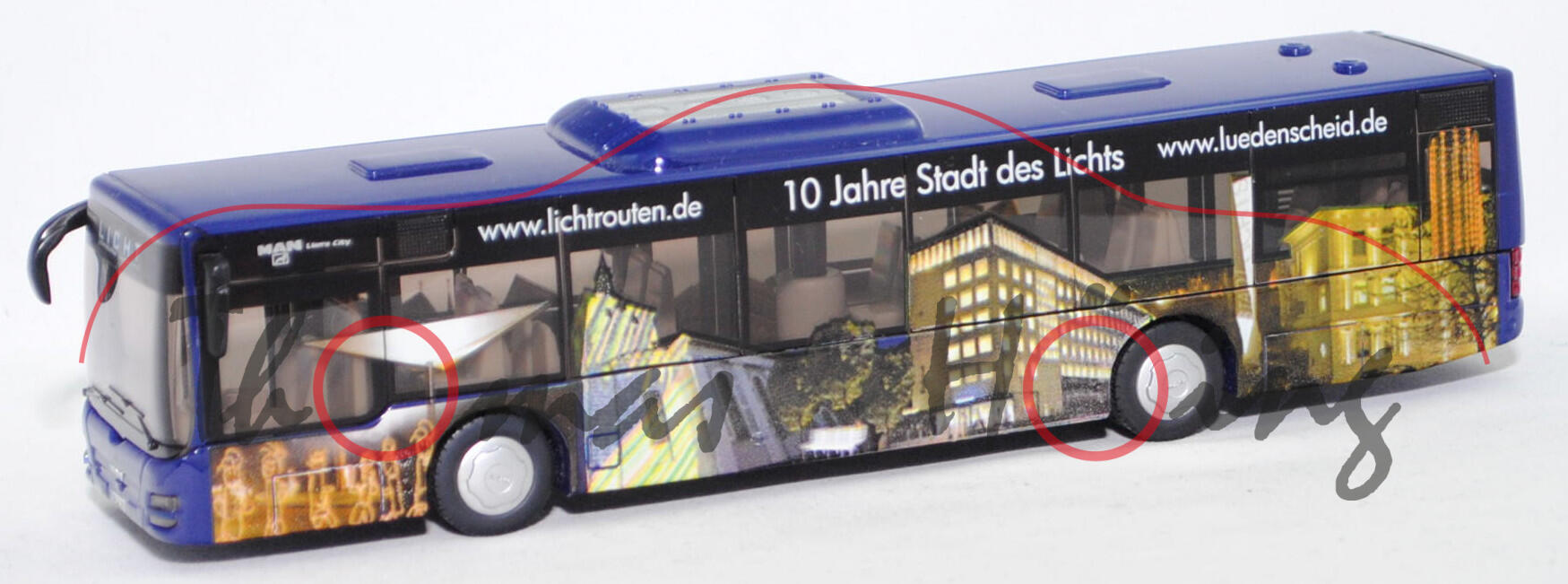 00402 MAN Lion's City Solobus (Mod. 04-09), blau, www.lichtrouten.de 10 Jahre Stadt des Lichts www.luedenscheid.de, SIKU, 1:50, L17mK