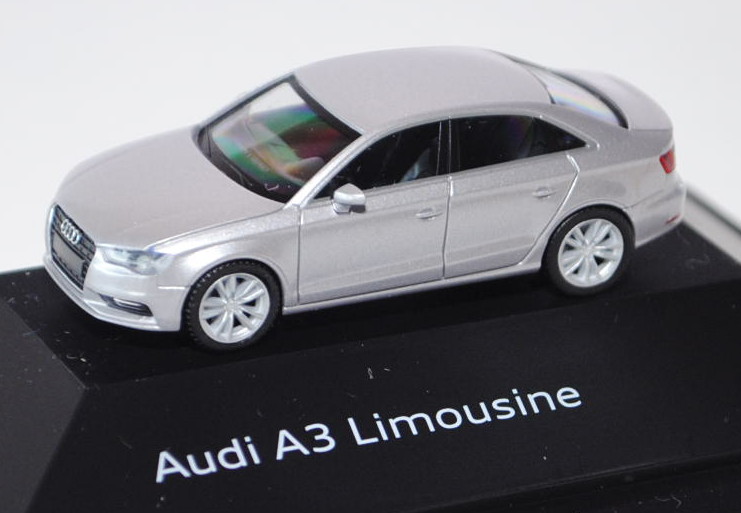 Audi A3 Limousine (Typ 8V), Modell 2013-, lotusgrau, Herpa, 1:87, Werbeschachtel