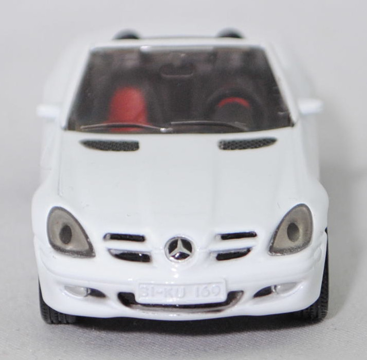 00003 Mercedes-Benz SLK 350 (interne Baureihenbezeichnung R 171, Vor-MoPf, Modell 2004-2008), reinweiß, innen schwarz/verkehrsrot, Bpr. 1002, SIKU SUPER, 1:55, m