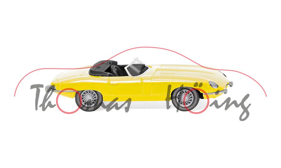 Jaguar E-Type Serie 1 Roadster 3.8-Liter (Serie 1, Modell 1961-1964), gelb, Wiking, 1:87, mb